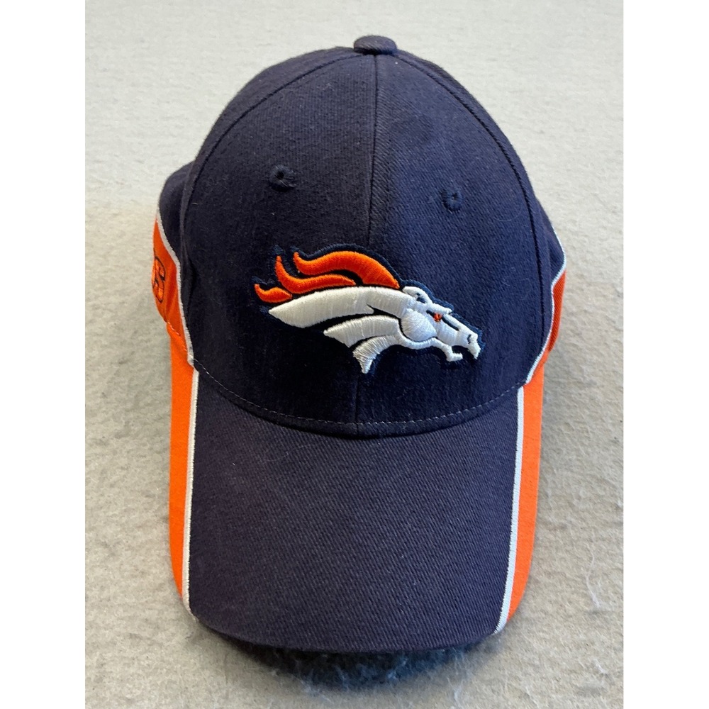 NFL Team Apparel Denver Broncos Hat Navy Blue Orange Adjustable OS Sporty